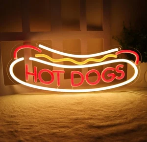 HOT DOGS Neon Signs for Wall Decor Neon Lights for HOT DOGS Shop Led Business - Picture 1 of 4
