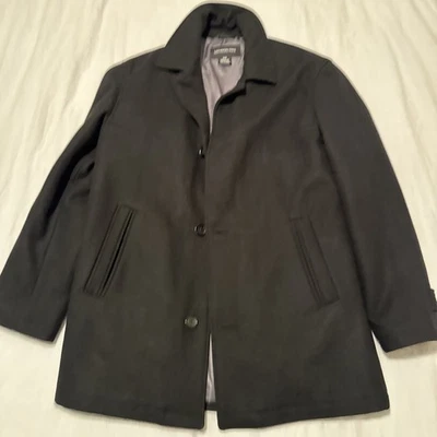 London Fog Coat Medium Black Wool Blend Pockets 4 Button Heavy Mens Jacket  - Image 1 of 4