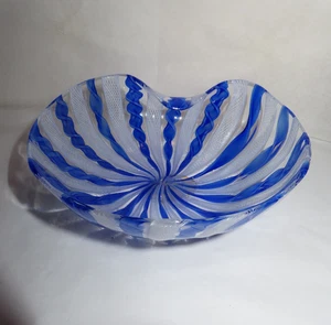 Vintage Murano Venetian Zanfirico Latticino Ribbon Art Glass Bowl w/ Orig. Label - Picture 1 of 7