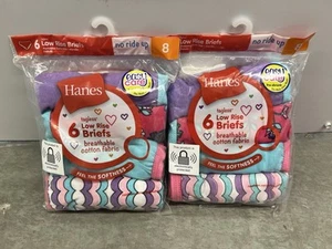 Lot Of 2 Hanes Girls Tagless Low-Rise Briefs 6 Pack Size 8 (12 PAIRS TOTAL) - Picture 1 of 4