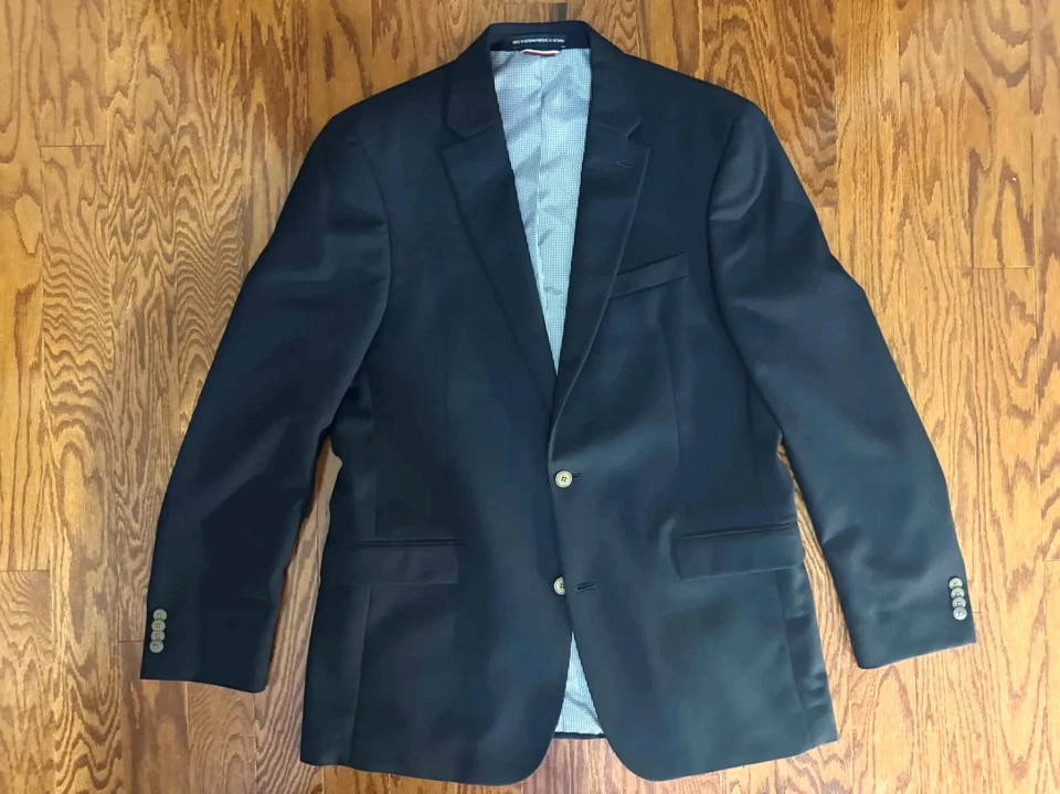 Tommy Hilfiger Hombre Azul Marino Lana Dos Botones Blazer Abrigo Chaqueta 38 Foto 1 de 4