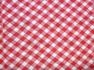 Vtg Feedsack Fabric Full Open Red White Printed Diagonal Gingham Check 37x44.5" - Picture 1 of 7