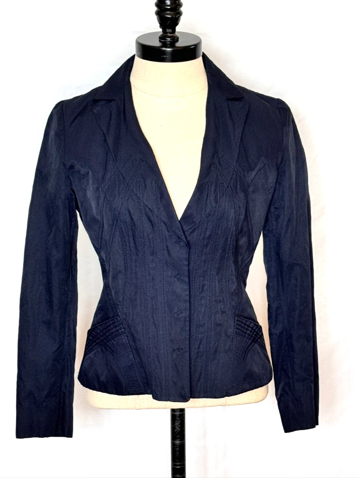 Chaqueta Blazer Elie Tahari Azul Marino Ajustada Para Mujer Talla S Cosida Contorno Foto 1 de 4