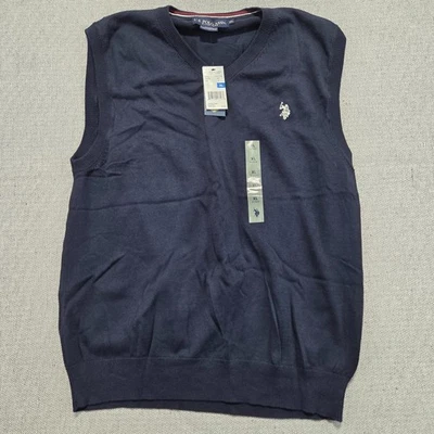 U.S. Polo Assn. Men’s Sweater Vest Size XL Blue Knit Logo V Neck Sleeveless - Image 1 of 4