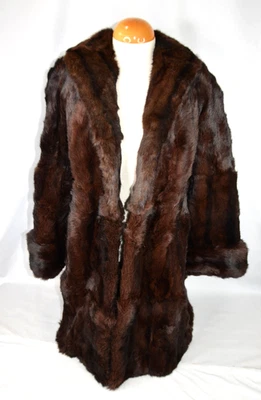 Vintage Mink Fur Coat Vintage Natural Dark Brown Large Rich Mahogany Satin Lined - Image 1 of 4