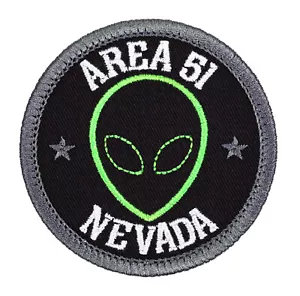 Area 51 Nevada Alien Head Embroidered Patch Black/Dark Gray Iron-On Sew-On Hat - Picture 1 of 2