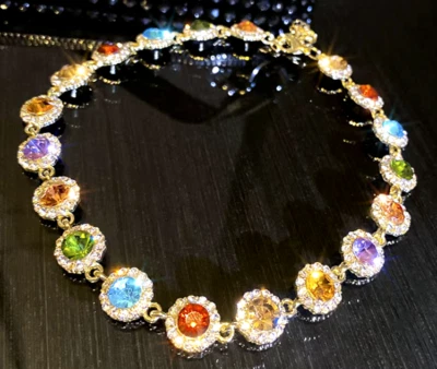 Collar Colorido Redondo Arco Iris Joyas Gargantilla Estrás Pavé Betsey Johnson Foto 1 de 4