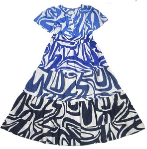 NWT Anthropologie Somerset Maxi in Blue Ombre Print Tiered Cotton Dress LP - Picture 1 of 12