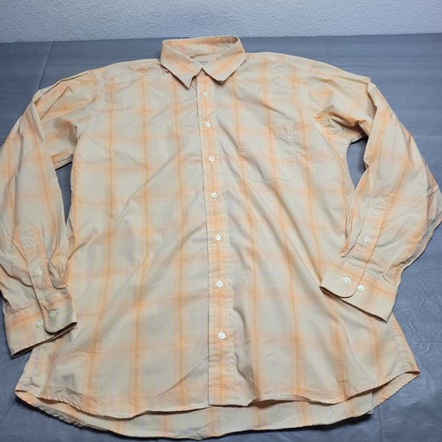 Camicia abito Burberry London arancione a quadretti abbottonati taglia large made in USA!.