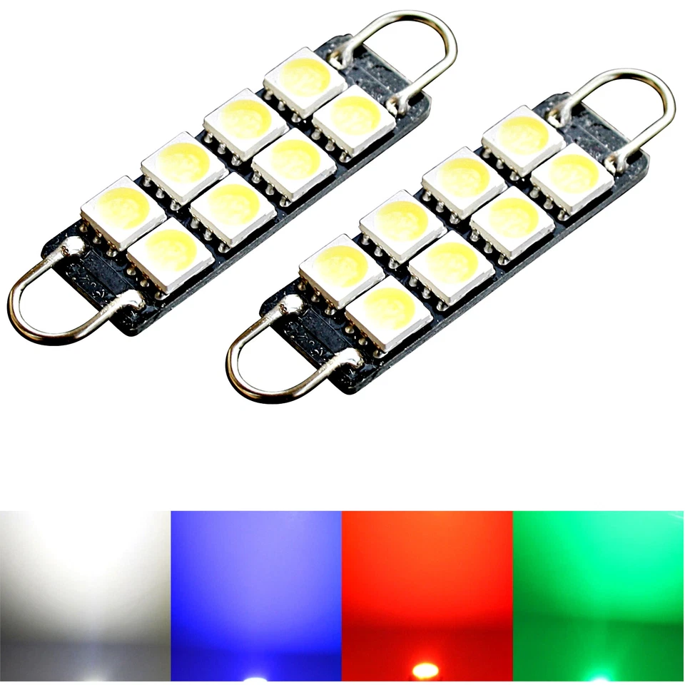 2X Crochet 8 SMD Intérieur Éclairage de Porte 42mm LED Blanc Pour Chrysler 300C - Image 1 of 1