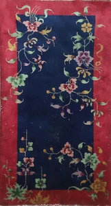 Vegetable Dye Navy Blue Art Deco Oriental Accent Rug Chinese Handmade Carpet 3x5 - Picture 1 of 20