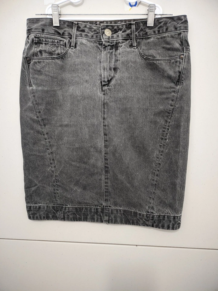 Saia jeans Ernest costurada feminina 29 cinza Charlotte 79 lápis 100% algodão - Imagem 1 de 4