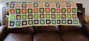 Vintage Multicolor Granny Square afghanische Decke 60"x60" Retro Landhaus Kern - Bild 1 von 5