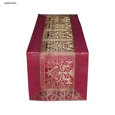 Indian Christmas Home Kitchen Decor Floral Silk Brocade Table Runner