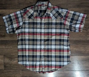 Camisa a Presión Ely Cattleman Azul Marino Rojo Perla Para Hombres Talla XXL Vaquero Western Manga Corta - Imagen 1 de 17
