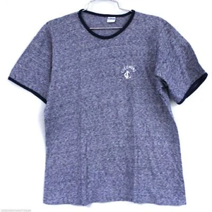 Vtg retro Champion Ringer T Shirt Blue Heathered 100% Cotton M Lycoming NWOT - Picture 1 of 4