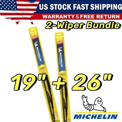 2-Wipers: 26" + 19" For Michelin Windshield Beam Wiper Blades - 25-260 25-190 Foto 1 de 4