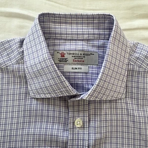 Turnbull & Asser Shirt Mens 15.5 Purple Tattersall Luxury Preppy Classic England - Picture 1 of 21