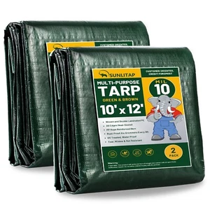 10 Mil Heavy Duty Waterproof Tarps, 10x12 Ft Finished Size Tarps, Premium Tar... - Picture 1 of 9