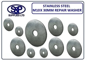 10MM X 30MM A2 STAINLESS STEEL REPAIR WASHER PENNY WASHER 3/8" X 1.1/4" OUTSIDE - Picture 1 of 4