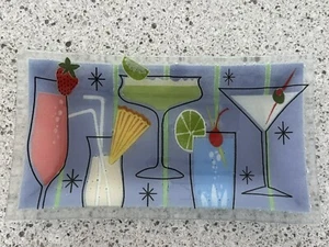 Vintage Peggy Karr Fused Art Glass Cocktail Martini Rectangular 14 in Tray - Picture 1 of 7