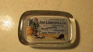 Antiker Glas Briefbeschwerer John A. Griffith & Co. Chicago - Bild 1 von 3