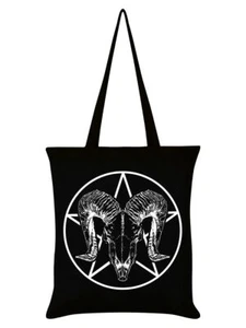 Borsa Tote Ram Teschio Pentagramma Nero 38x42cm - Foto 1 di 3
