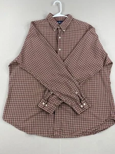 Vtg Ralph Lauren Shirt Mens XL Extra Large Red Beige Pony Button Up Long Sleeve - Picture 1 of 15