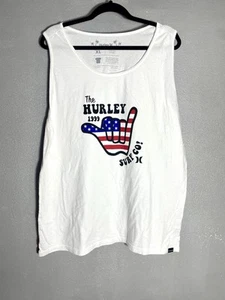 Men's The Hurley Tank Surf USA Flag Hang Ten White size XL - Picture 1 of 7