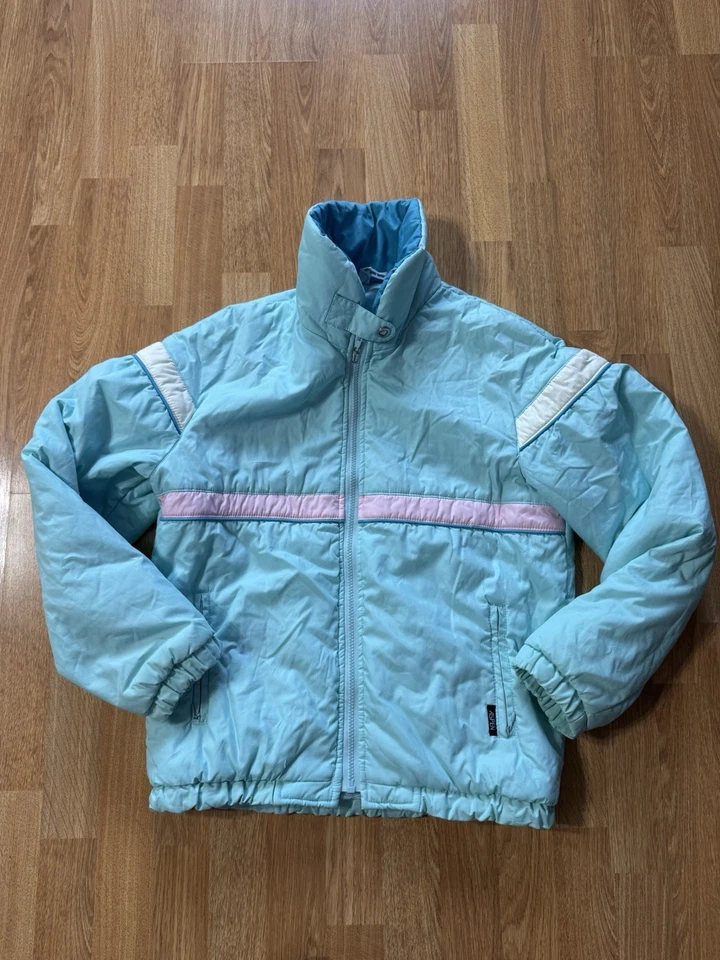 Chaqueta de invierno vintage de esquí Aspen para mujer color pastel acolchado talla mediana Foto 1 de 4