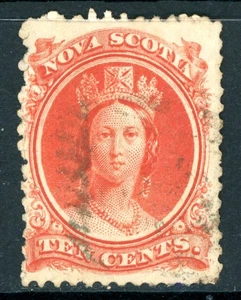 Canada 1860 QV Nova Scotia 10¢ Vermillion Scott #12 VFU G969 - Picture 1 of 6