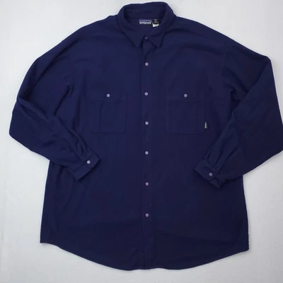 Vintage Patagonia Micro D Snap Fleece Shirt Mens XXL Blue USA MADE Front Outdoor - Image 1 of 4