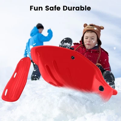 ‎DUNCHATY 4Ft Snow Sled Plastic Toboggan Sled With 16.5ft Pull Rope & Handle For Adults