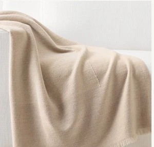 Restoration Hardware NEPALESE HAND-SPUN CASHMERE & MERINO Throw Sand 96" x 80" - Picture 1 of 10