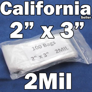 100 Reclosable 2" x 3" Zip Bags Lock able 2Mil Mini Clear Jewelry Coin 5 x 8 cm - Picture 1 of 6