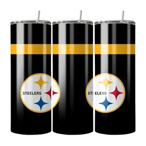 Maßgeschneidert 20 Unzen Edelstahl Skinny Becher-Pittsburgh Steelers-Fußball-Geschenk - Bild 1 von 2