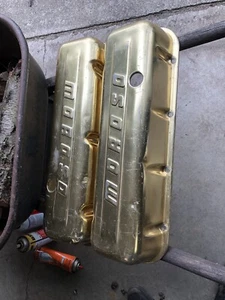 Vintage Moroso BBC Gold Aluminum Valve Covers. Ratrod Muscle Car Drag - Picture 1 of 13