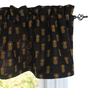 New Primitive Colonial Style Mustard Black Pineapple Valance Curtain Topper - Picture 1 of 1