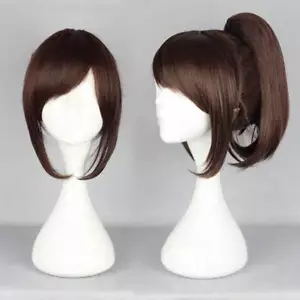 Parrucche cosplay ragazza moda coda di cavallo marrone medio parrucca donna parrucca corta 35 cm - Foto 1 di 4