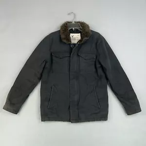 American Eagle Jacket Mens Small Faux Fur Collar Military Coat Distressed Y2K - Picture 1 of 19