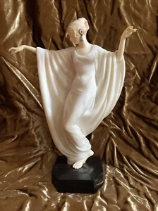 Phillippe Devriez Sculpture Art Nouveau Woman Dancing Rhythm Alabaster Antique - Picture 1 of 12