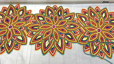 Corredor de Mesa Con Cuentas Abstracto Arco Iris Floral 36" Global Fusion India Nuevo Con Etiquetas Foto 1 de 4