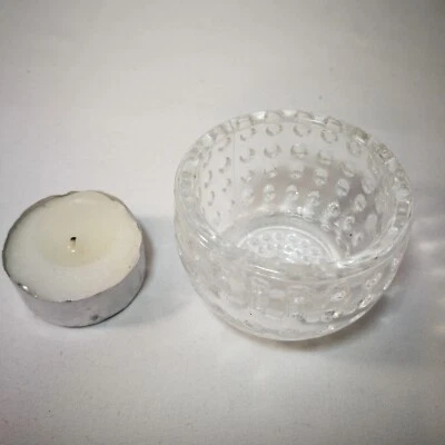 small glass tea light candle holders with candle, Clear Votive Holder Foto 1 de 4