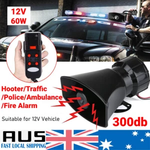 Car Electric Horn Siren Police Engine Emergency Air Horn 300dB 12V Megaphone New - Picture 1 of 12