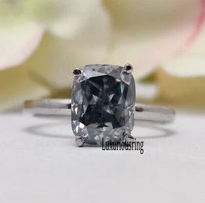 Solitaire 1.80Ct Gray Cushion Cut Moissanite 925 Sterling Silver Engagement Ring - Picture 1 of 8