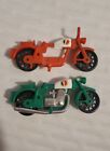 Two Vintage Playmobil Geobra 1976 Green And Red Motorcycle Broken 