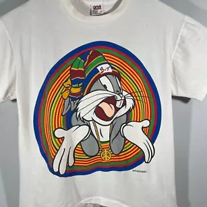 T-shirt vintage punto singolo Looney Tunes Bugs Bunny 1993 rap L hip hop rasta USA - Foto 1 di 10