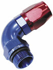 Aeroflow 90 Male ORB Full Flow Swivel Hose End -16 ORB to -16AN Blue/Red Finish