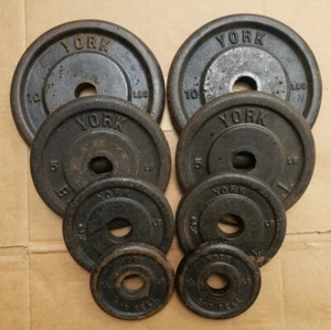 York Barbell Pairs of 10, 5, 2.5, 1.25 lb Standard Barbell Weights - Vtg Rare - Picture 1 of 9