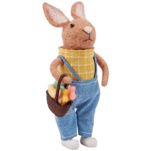 Primitives By Kathy Felt Bunny Basket Rabbit Critter Sitter Easter Spring Decor - Picture 1 of 4